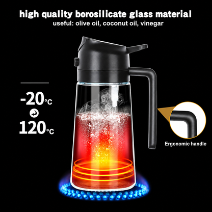 2 in 1 Olive Oil Sprayer and Oil Dispenser Bottle for Kitchen, Glass Oil Bottle with Premium Nozzle, Oil Sprayer for Air Fryer, Salad,BBQ,Roasting