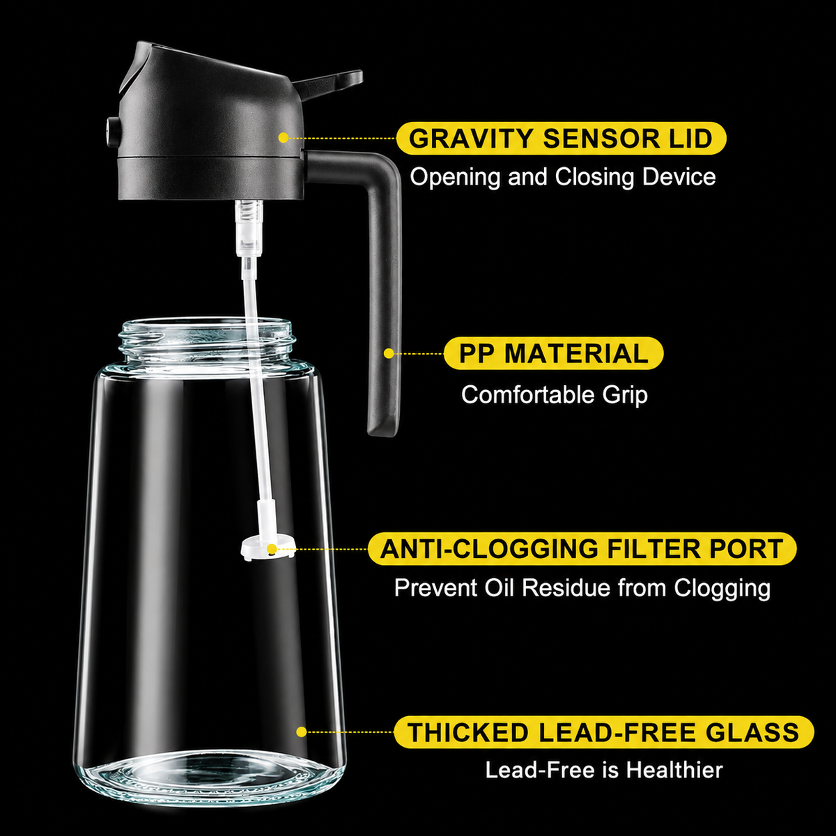 2 in 1 Olive Oil Sprayer and Oil Dispenser Bottle for Kitchen, Glass Oil Bottle with Premium Nozzle, Oil Sprayer for Air Fryer, Salad,BBQ,Roasting