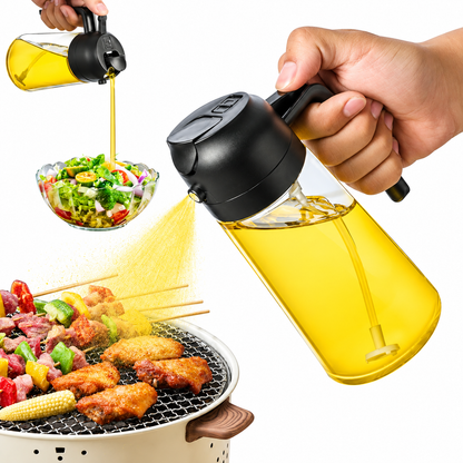 2 in 1 Olive Oil Sprayer and Oil Dispenser Bottle for Kitchen, Glass Oil Bottle with Premium Nozzle, Oil Sprayer for Air Fryer, Salad,BBQ,Roasting
