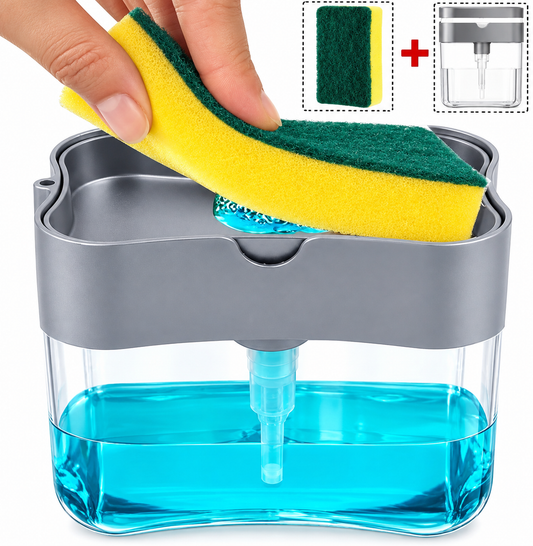 UPGRADED Liquid Soap Dispenser & Sponge Holder (WITH FREE SPONGE)