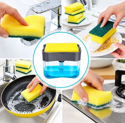 UPGRADED Liquid Soap Dispenser & Sponge Holder (WITH FREE SPONGE)