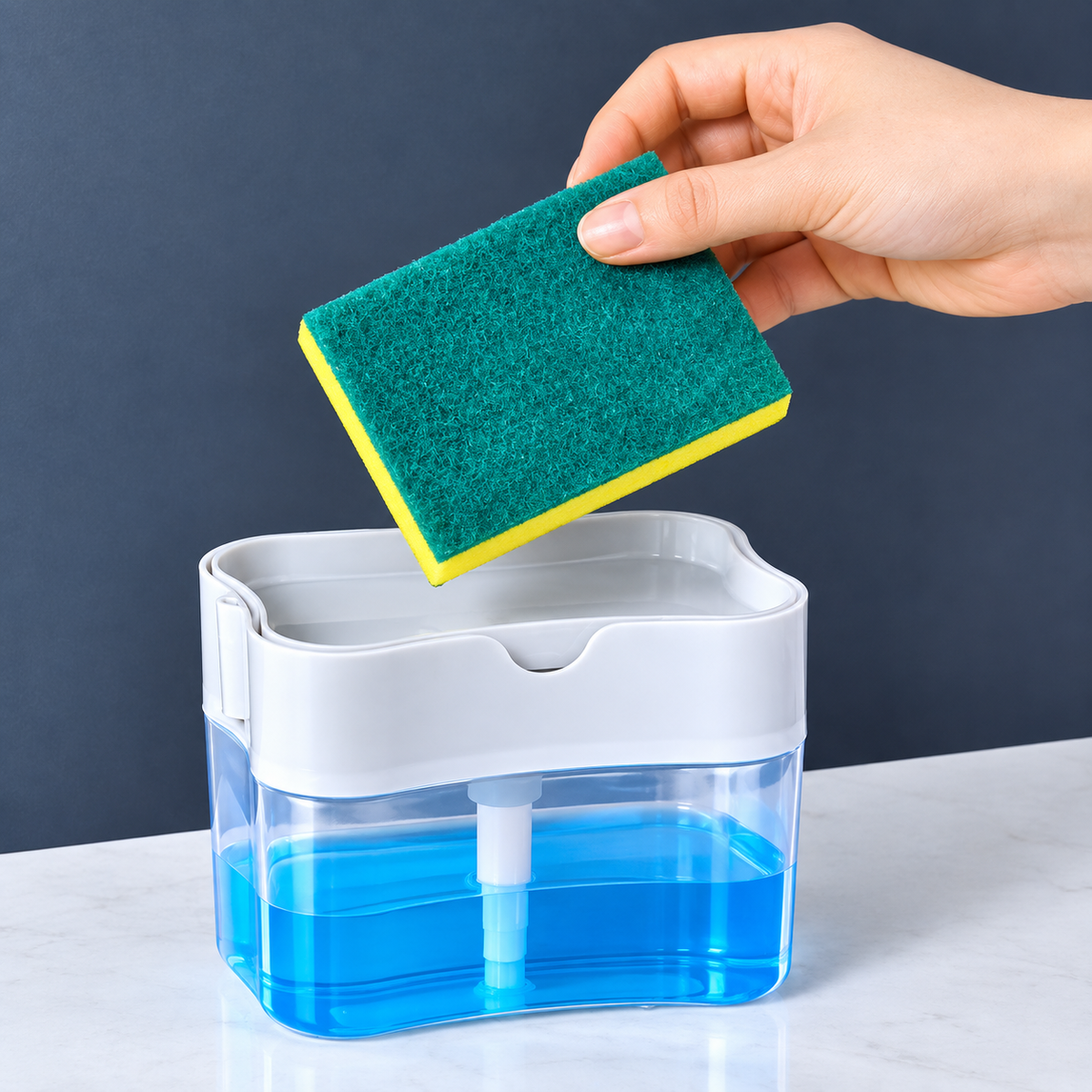 UPGRADED Liquid Soap Dispenser & Sponge Holder (WITH FREE SPONGE)