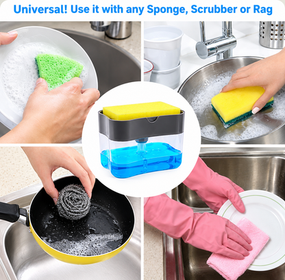 UPGRADED Liquid Soap Dispenser & Sponge Holder (WITH FREE SPONGE)